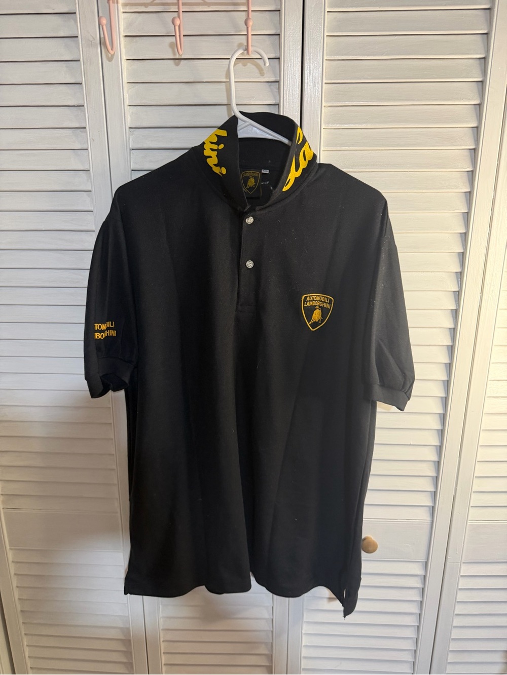 Lamborghini Black Polo with Yellow Shield Logo